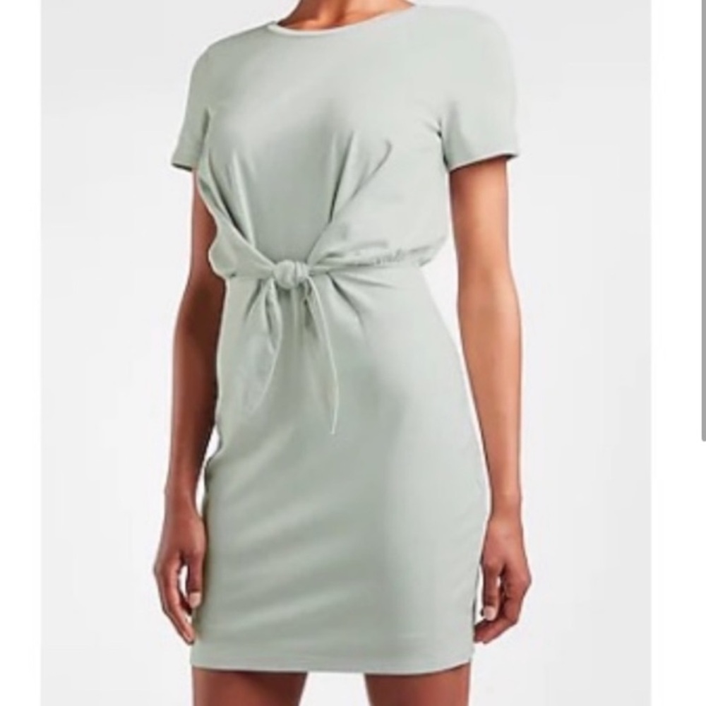 Express 🪴Tie Front Tee Shirt Dress Seafoam Mint XS